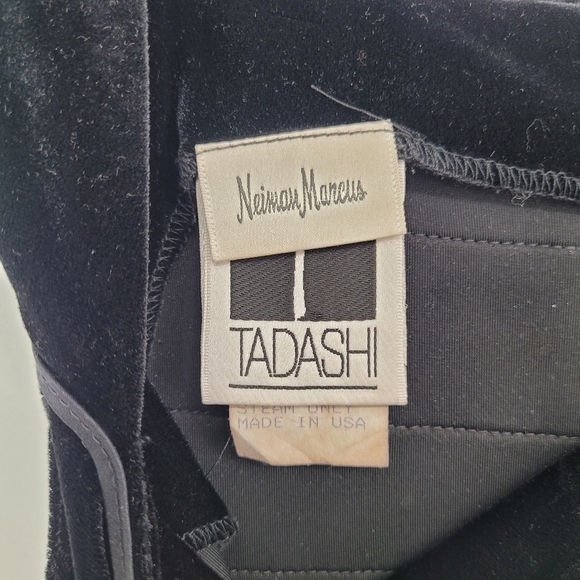 Tadashi Shoji vintage Velvet Maxi Dress black Sleeveless A-Line Satin Gown 8 - Picture 3 of 7